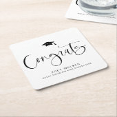 Custom High School Or College Graduation Napkin スクエアペーパーコースター (アングル)