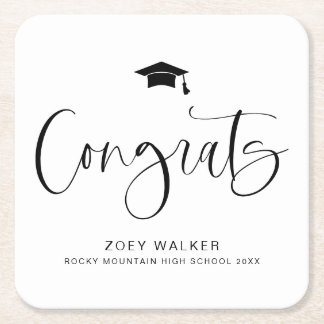Custom High School Or College Graduation Napkin スクエアペーパーコースター