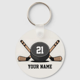 Custom Hockey Puck and Sticks Keychain キーホルダー