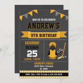 Custom Hockey Sports Birthday Invitation 招待状 (正面/裏面)