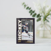 Custom Hockey Trading Card Black Gold Player Card  プレイスカード (スタンド正面)