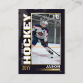 Custom Hockey Trading Card Black Gold Player Card  プレイスカード (正面)