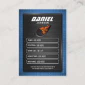 Custom Hockey Trading Card, Blue Graphite Player コーリングカード (裏面)