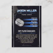 Custom Hockey Trading Card, Blue Power Player コーリングカード (裏面)