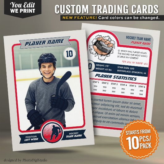 Custom Hockey Trading Card Custom Team Colors Card プレイスカード