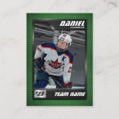 Custom Hockey Trading Card, Green Graphite Player コーリングカード (正面)