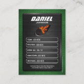 Custom Hockey Trading Card, Green Graphite Player コーリングカード (裏面)