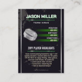 Custom Hockey Trading Card, Green Power Player コーリングカード (裏面)