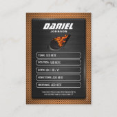 Custom Hockey Trading Card, Orange Graphite Player コーリングカード (裏面)