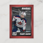 Custom Hockey Trading Card, Red Graphite Player コーリングカード (正面)