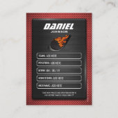 Custom Hockey Trading Card, Red Graphite Player コーリングカード (裏面)