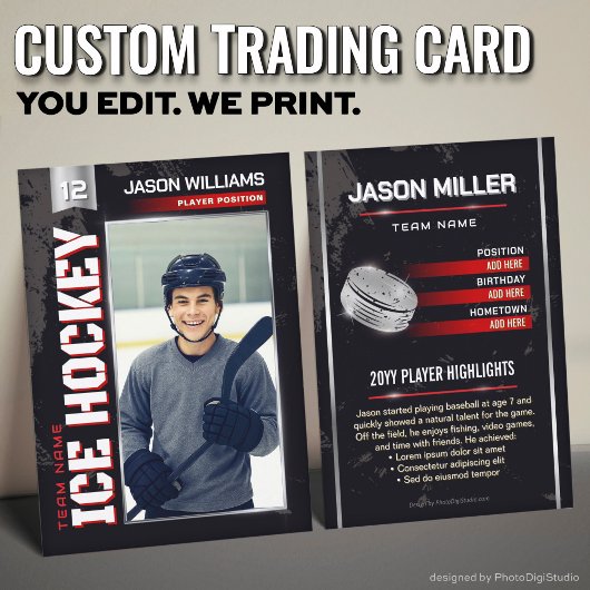 Custom Hockey Trading Card, USA Power Player コーリングカード