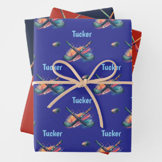 Custom Hockey Wrapping Paper Flat Sheet Set of 3 ラッピングペーパーシート