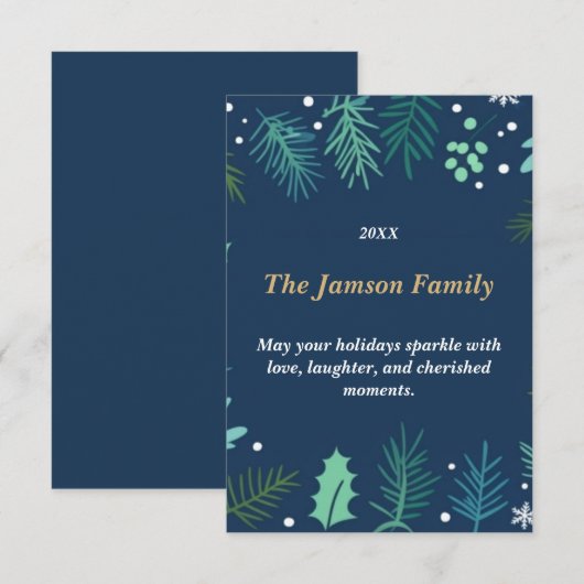 Custom Holiday Card | Elegant Christmas Greeting  出欠カード (正面/裏面)