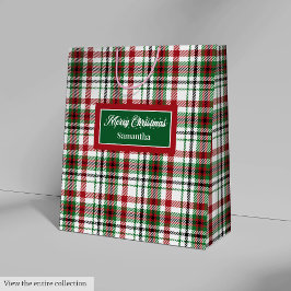 Custom Holiday Gift Bags Classic Red Green Plaid ミディアムペーパーバッグ