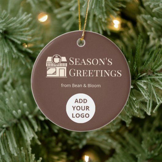 Custom Holiday Logo Ornament for Coffee Shops セラミックオーナメント (ツリー)