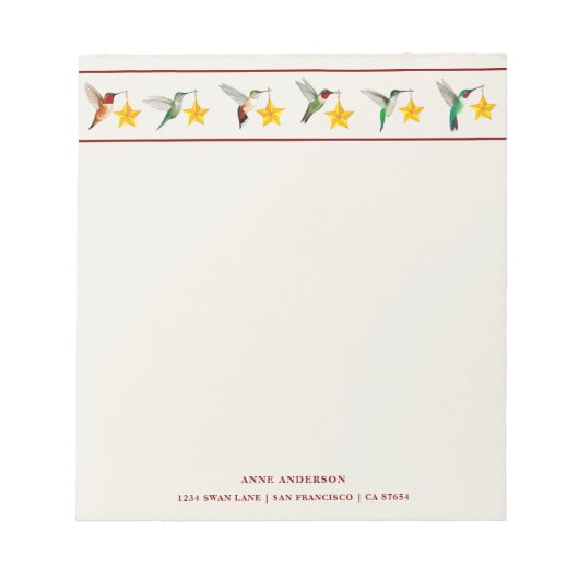 Custom Holidays Hummingbirds   ノートパッド (正面)