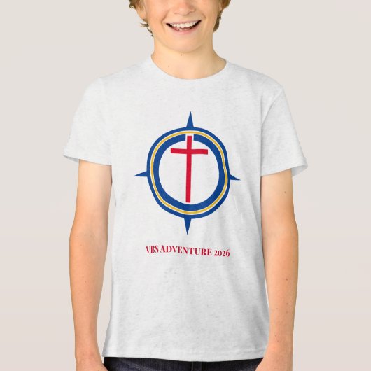 Custom Holy Compass Christian Cross VBS 2026 トライブレンドＴシャツ (正面)