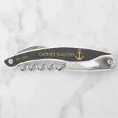 Custom Home Bar Monogram Black Gold Anchor ソムリエナイフ (裏面)