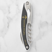 Custom Home Bar Monogram Black Gold Anchor ソムリエナイフ (裏面)