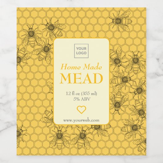 Custom Home Brewed Honey Wine Label ワインラベル (シングルラベル)