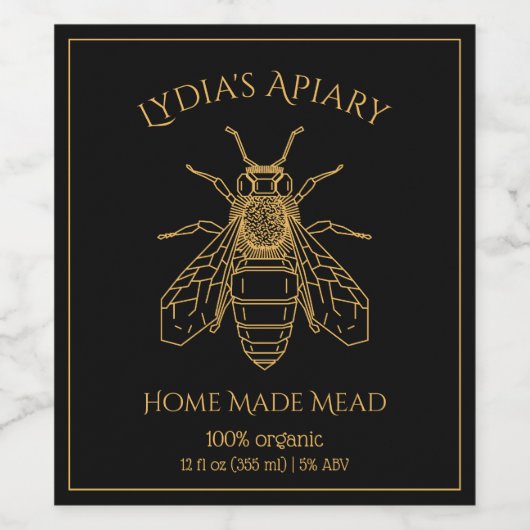 Custom Home Brewed Honey Wine Label ワインラベル (シングルラベル)