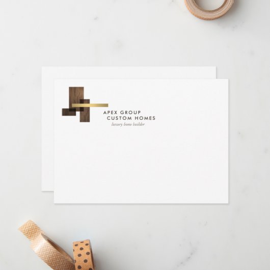 Custom Home Builder Logo Flat Notecard ノートカード (正面/裏面インサイチュ)