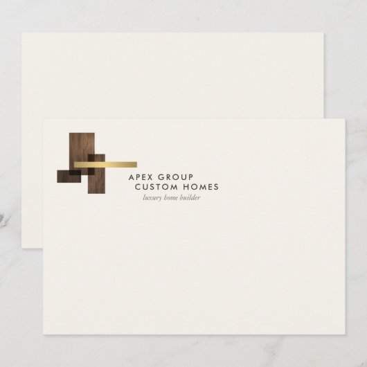 Custom Home Builder Logo Ivory Flat Notecard ノートカード (正面/裏面)