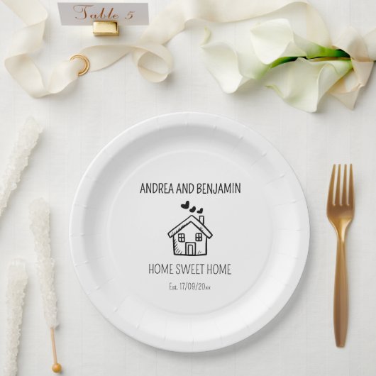 Custom Home Sweet Home Housewarming ペーパープレート (ウェディング)