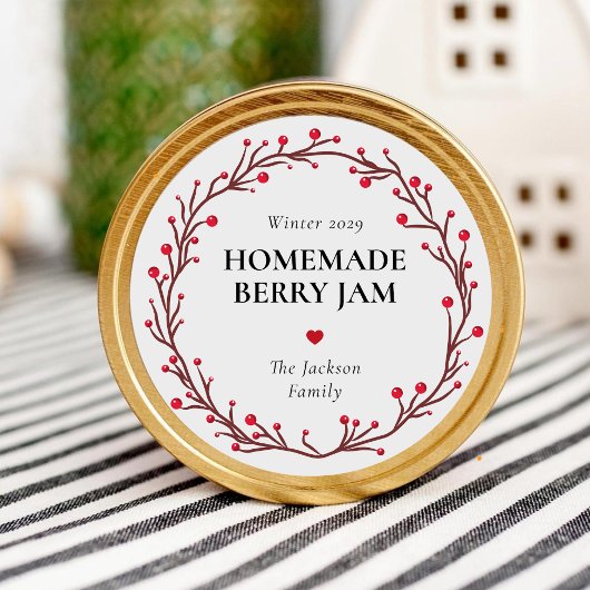 Custom Homemade Holiday Jam Label ラウンドシール