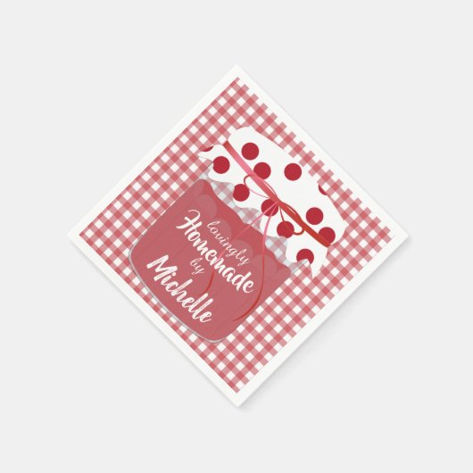 Custom Homemade Jam and Gingham スタンダードカクテルナプキン (角)
