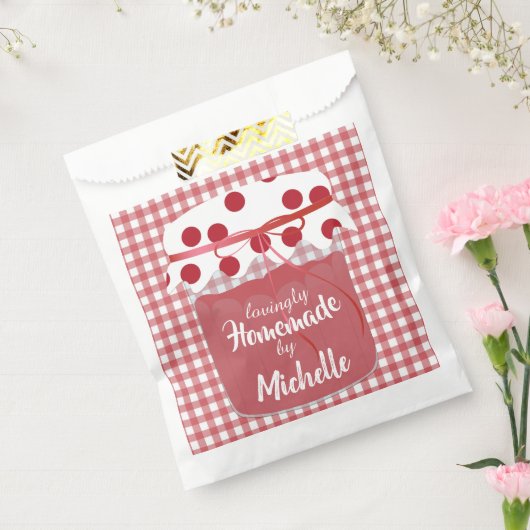 Custom Homemade Jam and Gingham フェイバーバッグ (封をした状態)