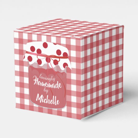 Custom Homemade Jam and Gingham フェイバーボックス (正面サイド)