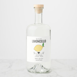 custom homemade limoncello wedding favor リキュールボトルラベル