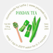 Custom Homemade Pandan Tea Round Label Sticker ラウンドシール (正面)
