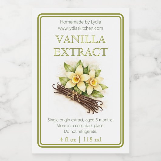 Custom Homemade Vanilla Extract Label ワインラベル (シングルラベル)