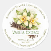 Custom Homemade Vanilla Extract Round Sticker ラウンドシール (正面)