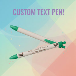 Custom Homestead Name with Roosters Pen 黒ボールペン