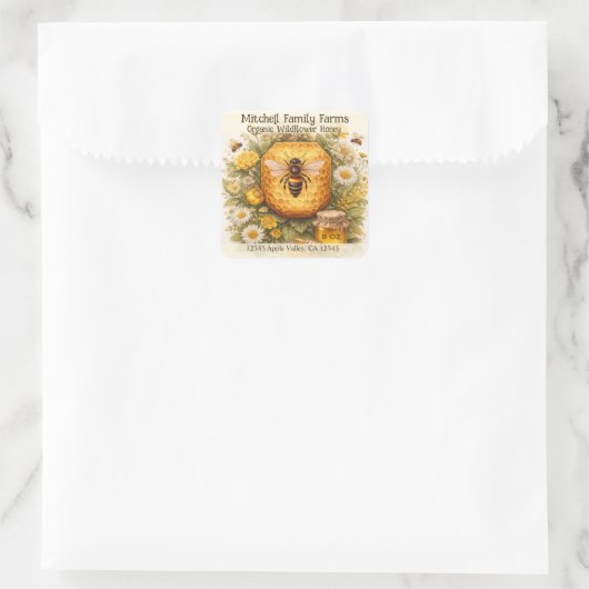 Custom Honey Honeybee Sticker スクエアシール (バッグ)