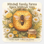 Custom Honey Honeybee Sticker スクエアシール (正面)