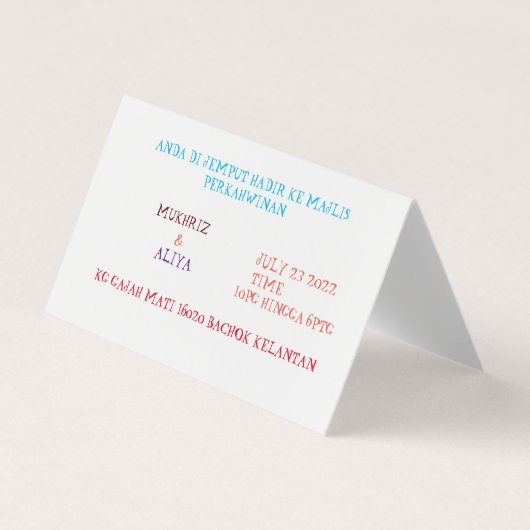 Custom Horizontal Tent Fold Folded Business Card 名刺 (正面)