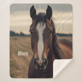 Custom Horse Lover Sherpa Blanket Equestrian Gift シェルパブランケット (正面)