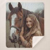 Custom Horse Lover Sherpa Blanket Equestrian Gift シェルパブランケット (正面)