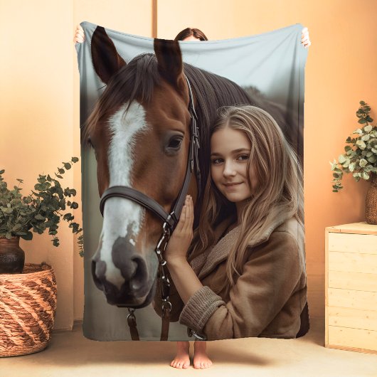 Custom Horse Lover Sherpa Blanket Equestrian Gift シェルパブランケット