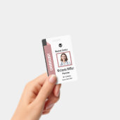 Custom Hospital Employee ID  Logo & Photo | Pink バッジ (手持ち)