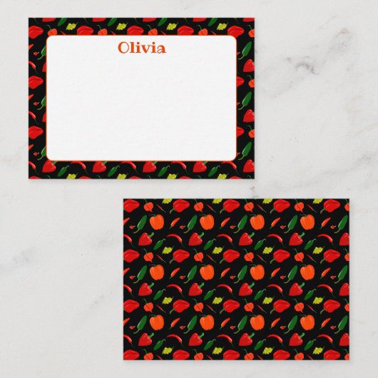 Custom Hot Peppers Illustration Note Card ノートカード (正面/裏面)