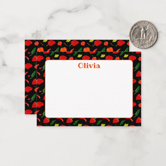 Custom Hot Peppers Illustration Note Card ノートカード (正面/裏面インサイチュ)