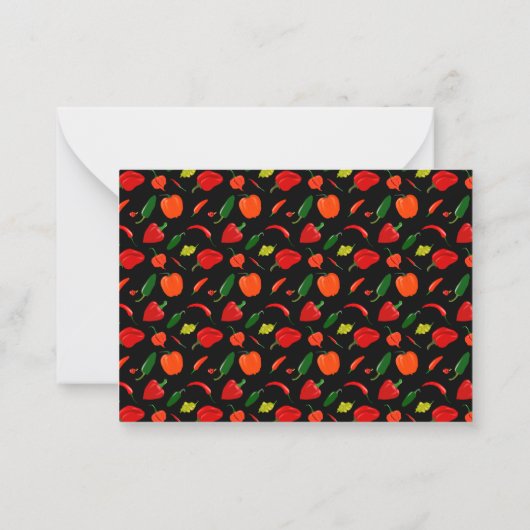 Custom Hot Peppers Illustration Note Card ノートカード (裏面)