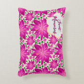 Custom Hot Pink Floral Seamless Pattern  アクセントクッション (正面(垂直))