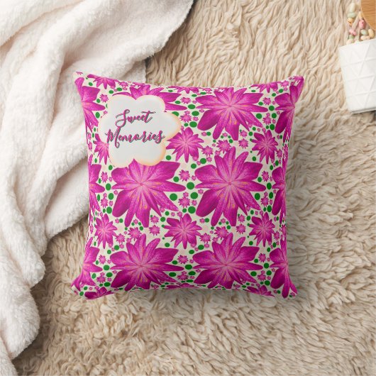 Custom Hot Pink Floral Seamless Pattern  クッション (ブランケット)